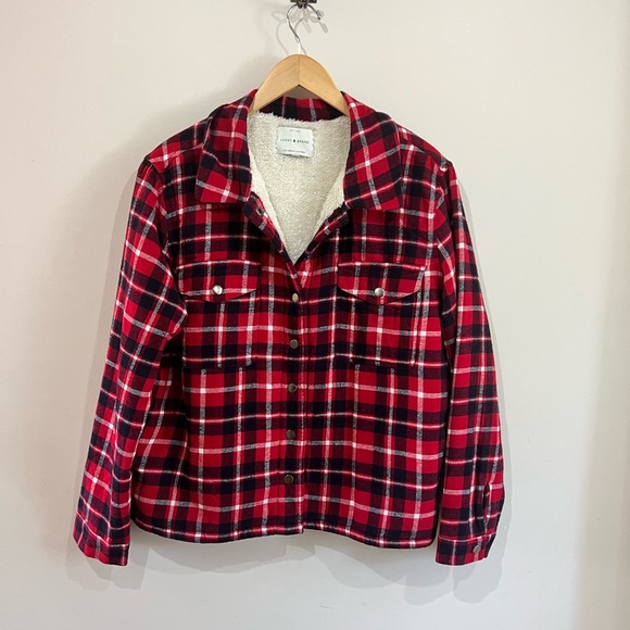 Lucky Brand Tops - Lucky Brand Sherpa Lined Red and Blue Plaid Flannel